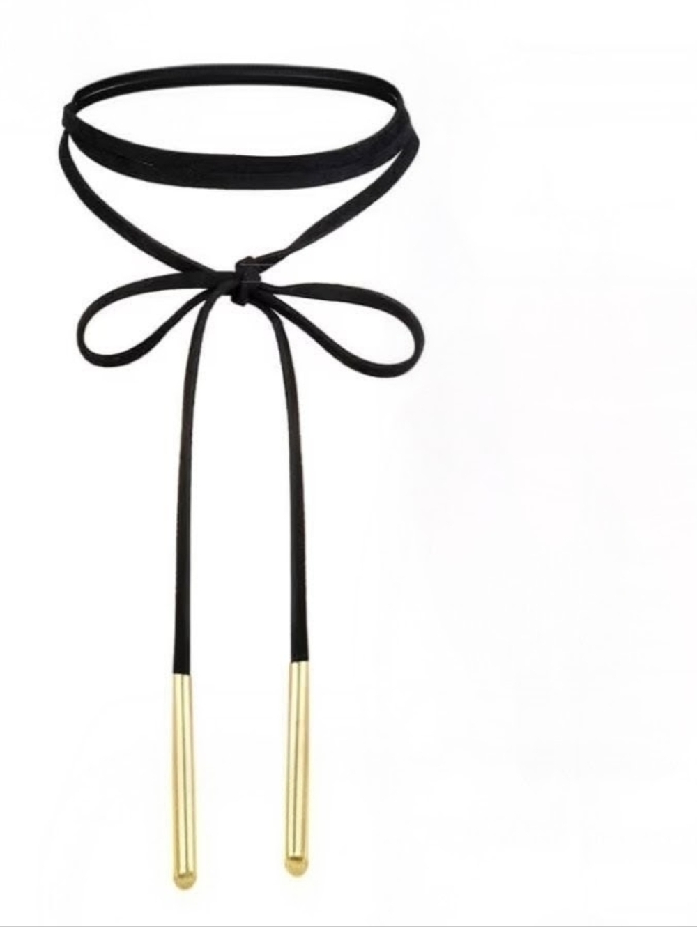 Free With Any Purchase - Black Wrap Choker Necklace with Gold Tips